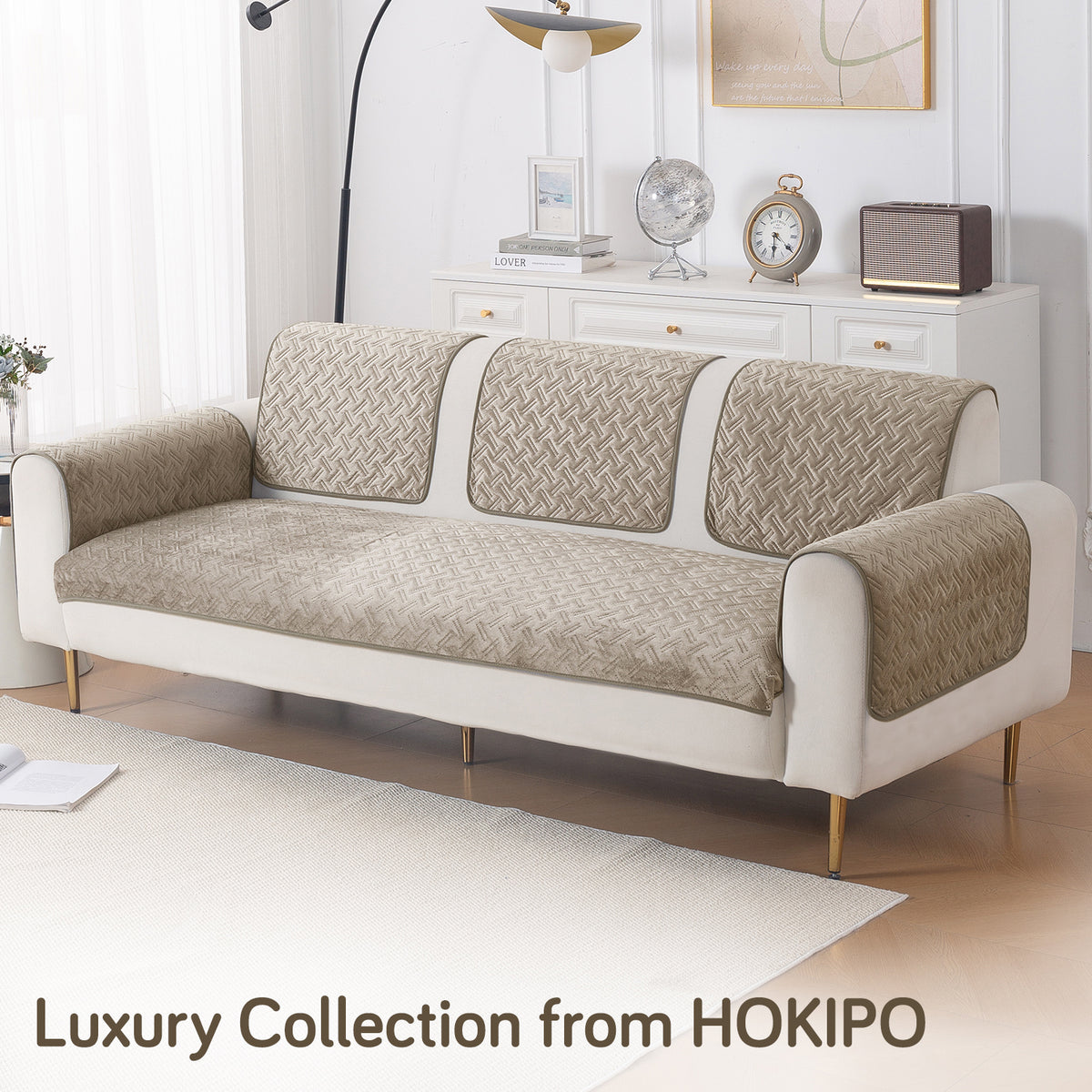 Softline Quilted Sofa Cover Mat, Latte Brown