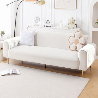 Faux Rabbit Fur Plush Anti-Slip Sofa Mat |Snuggle Fur Pearl White