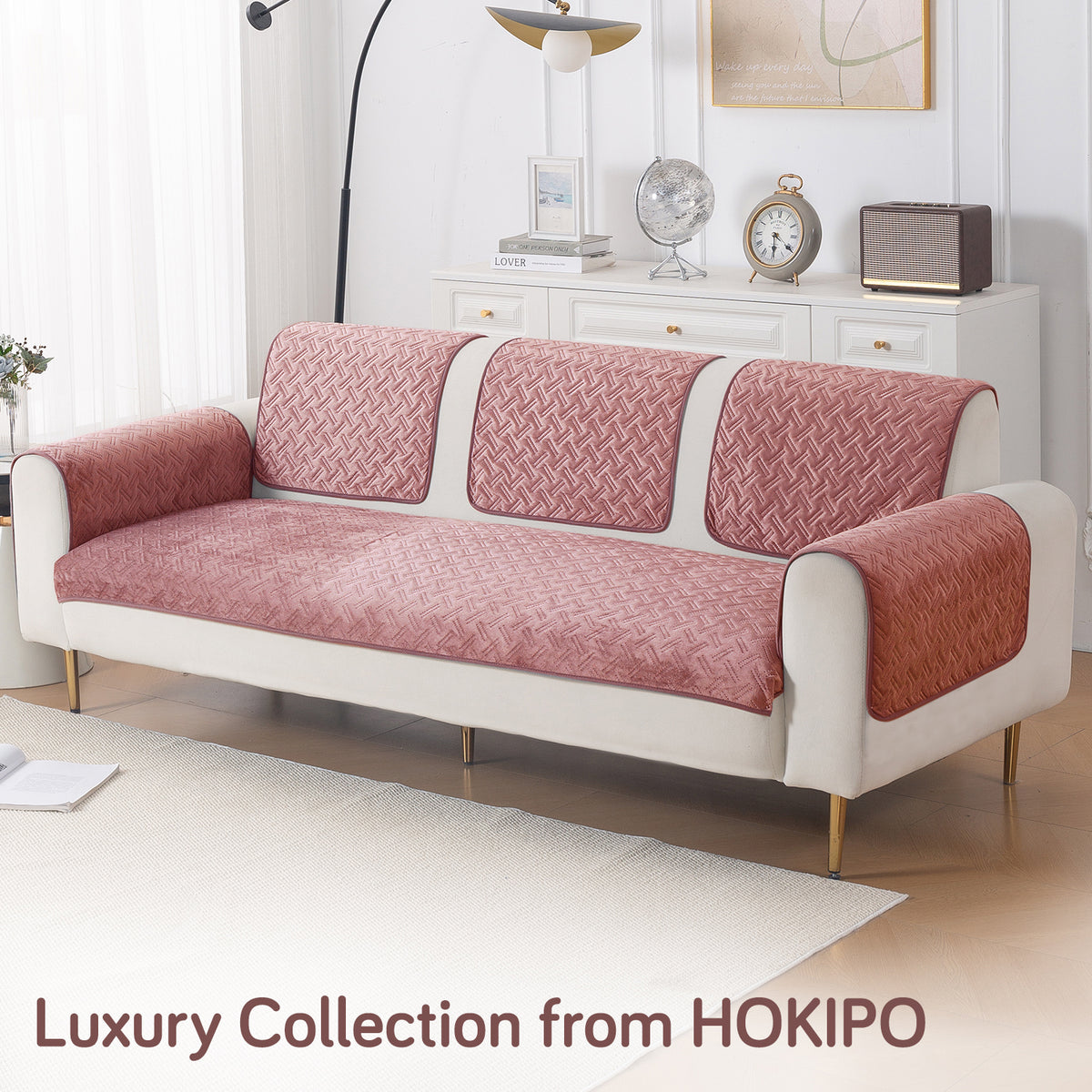 Softline Quilted Sofa Cover Mat, Dusty Rose Pink