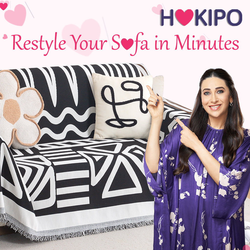 Buy Premium & Stylish Black Colour Urban Tribe Chenille 2 Seater Sofa Throw | HOKIPO