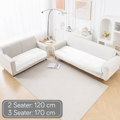 Faux Rabbit Fur Sofa Cover Combination Set, 'Snuggle Fur Series' Pearl White