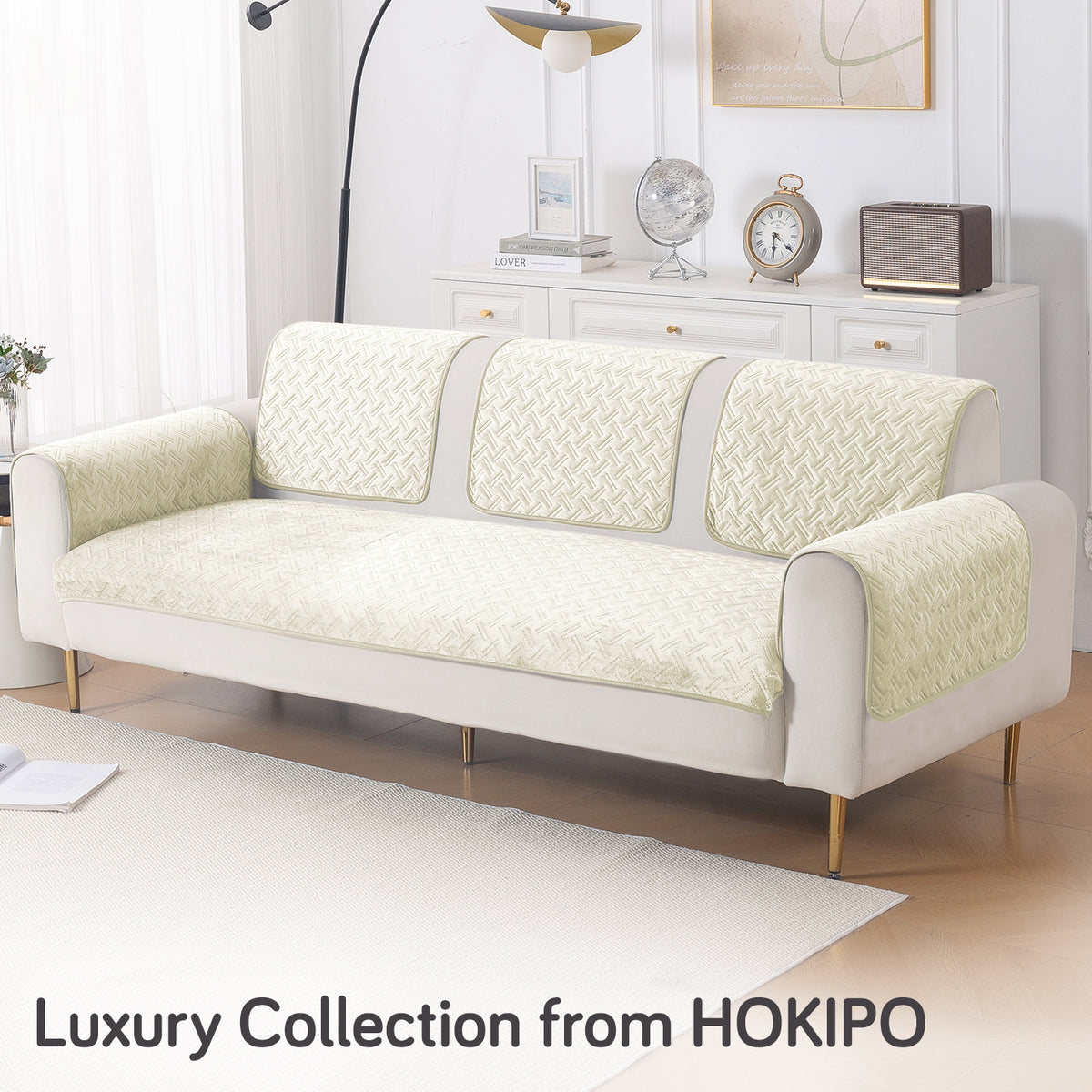 Softline Quilted Sofa Cover Mat, Butter Cream