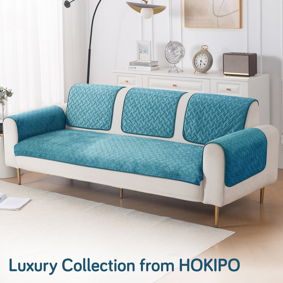 Softline Quilted Sofa Cover Mat, Teal Blue
