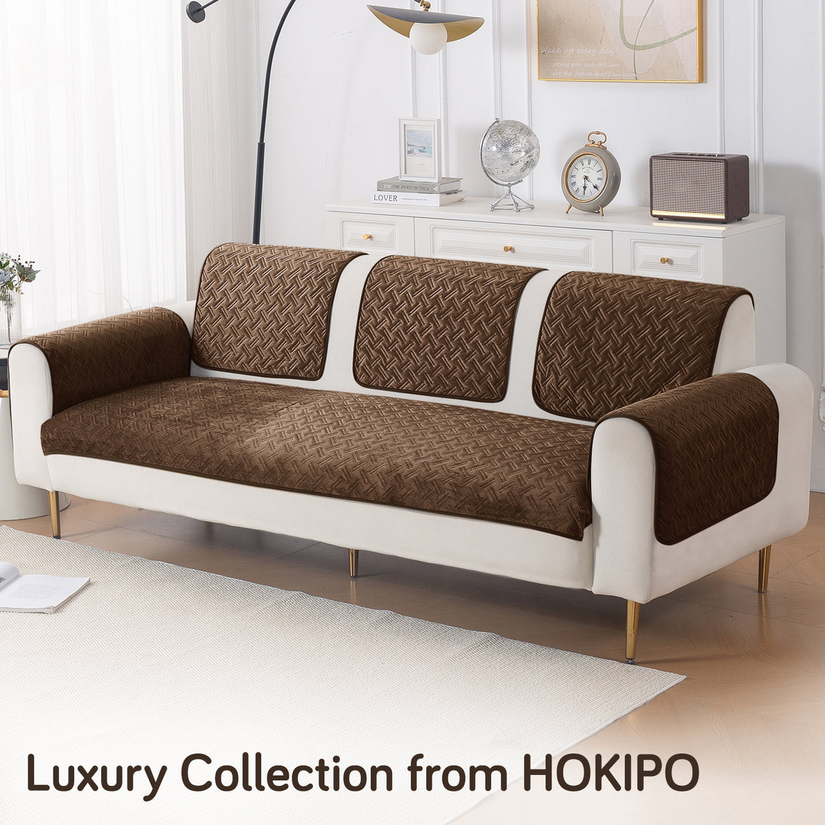 Softline Quilted Sofa Cover Mat, Chocolate Brown