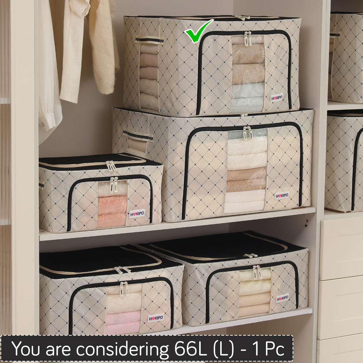Folding Cloth Storage Box and Organizer for Wardrobe - Ivory Noir