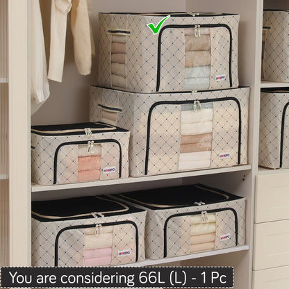 Folding Cloth Storage Box and Organizer for Wardrobe - Ivory Noir