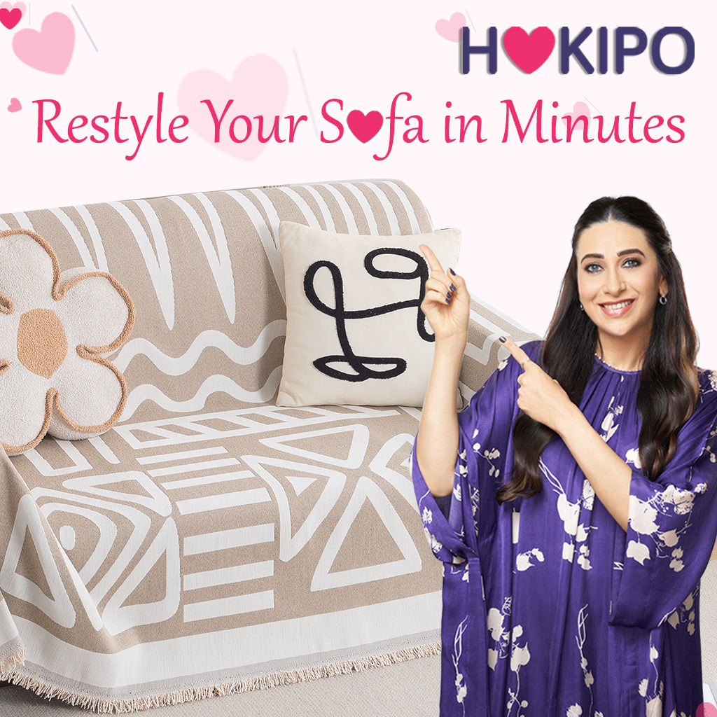 Buy Premium Beige Colour Urban Tribe Chenille 2 Seater Sofa Throw | HOKIPO