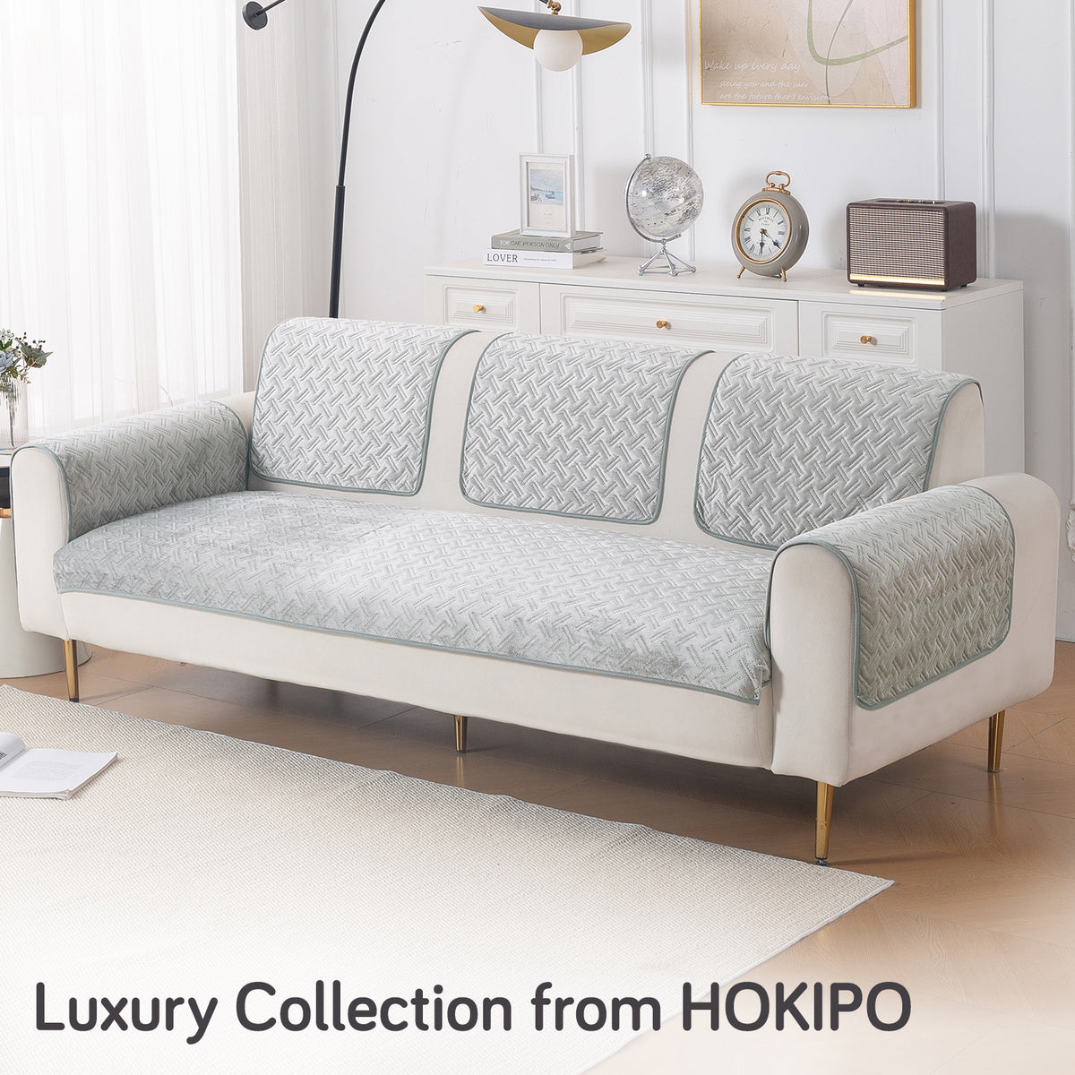 Softline Quilted Sofa Cover Mat, Ice Grey