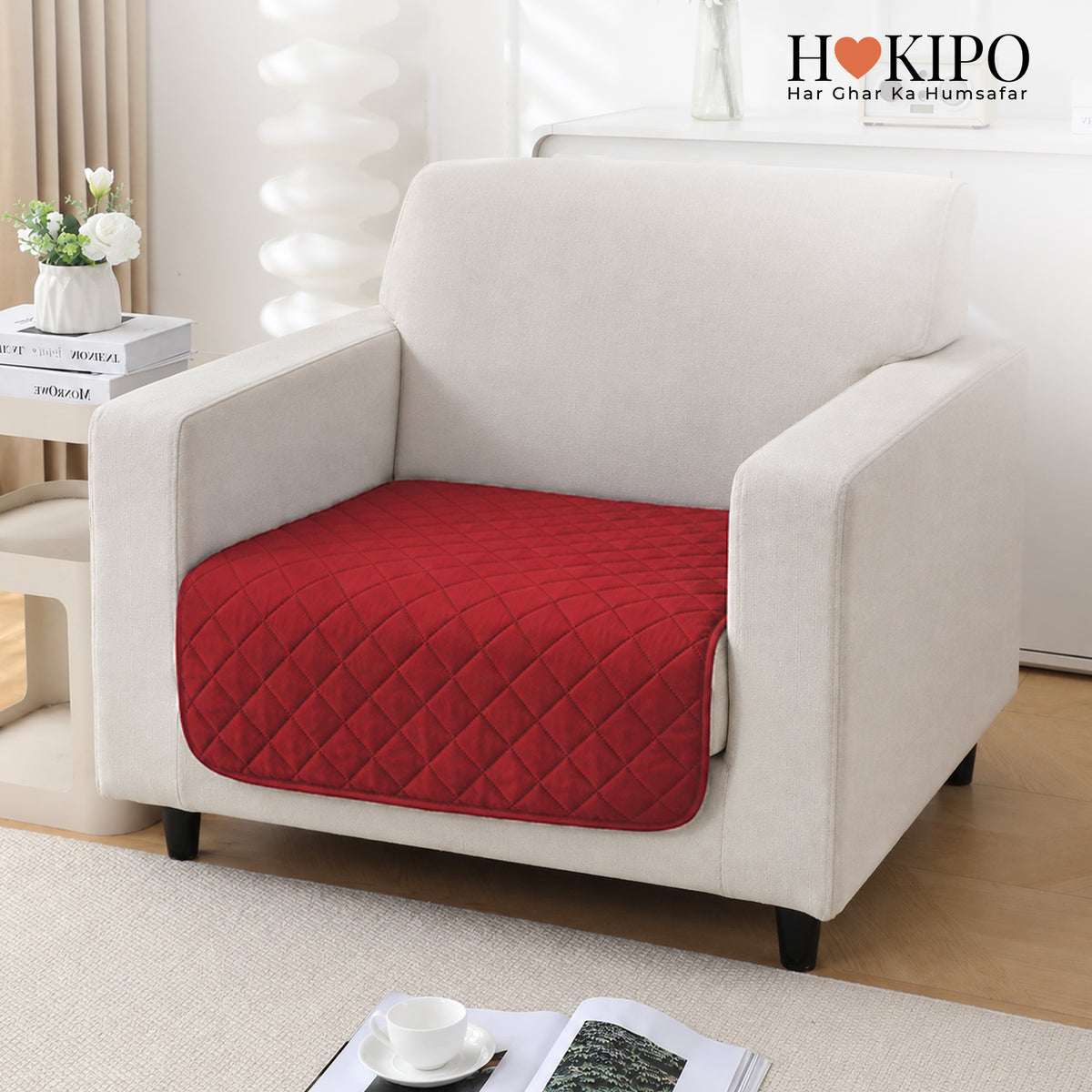 Drylin Quilted Sofa Cover Mat, Red