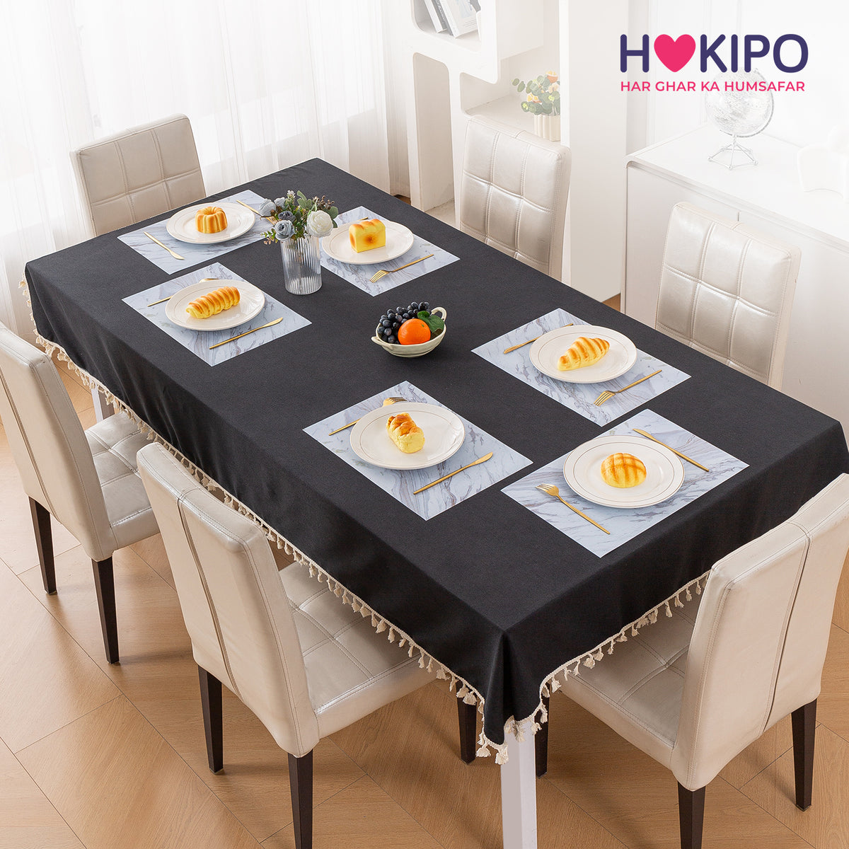 Marble Fusion PVC Mats for Dining Table, Glacier Vein - Frost Grey