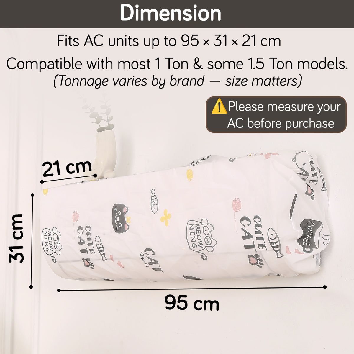 Dustproof, Waterproof & Washable Indoor AC Cover -  Playful Cats
