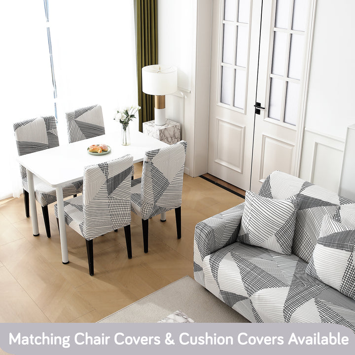 Buy Snow White Black Geometry Matching elastic covers for chairs and sofas