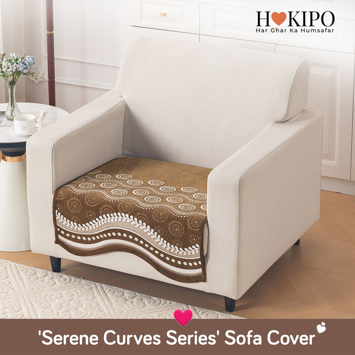 Serene Curves Sofa Cover Mat, Flowy Swirl
