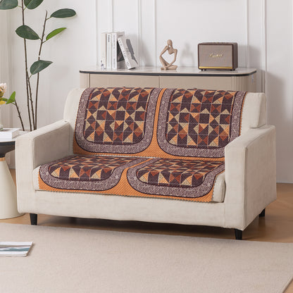 HeavenHue Fleece Soft Touch Quilted Sofa Cover Set Washable Sofa Panel for Seat & Back - Rustic Mosaic
