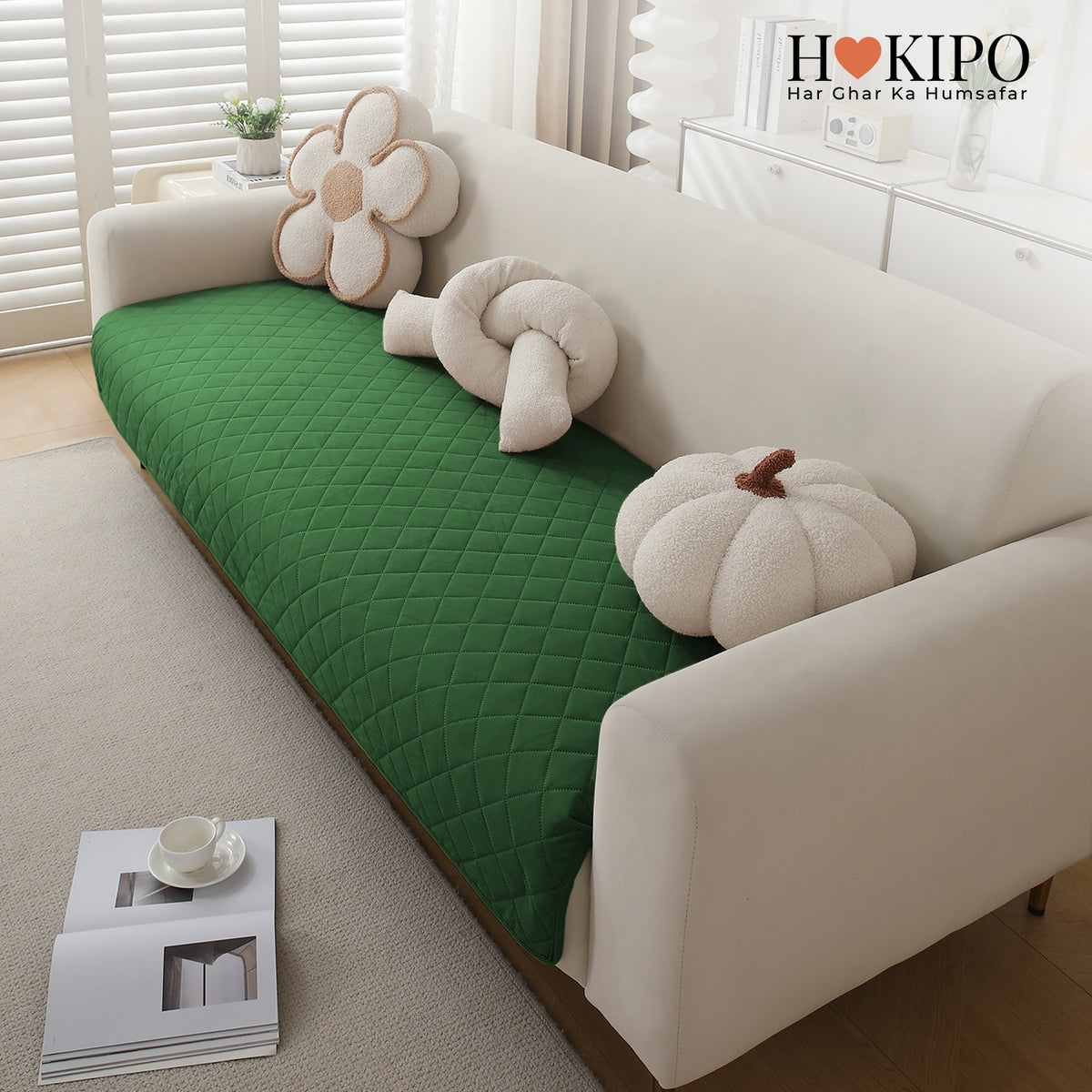 Drylin Quilted Sofa Cover Mat, Green