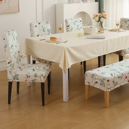 Premium Velvet Cover Set for 4 Dining Chairs + 1 Dining Bench, Buttercream Magnolia Whisper