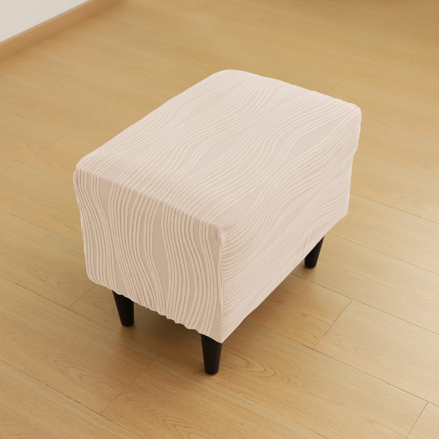 Nestiva Series Knitting Jacquard Stretchable Footstool Cover - Skimmed Cream