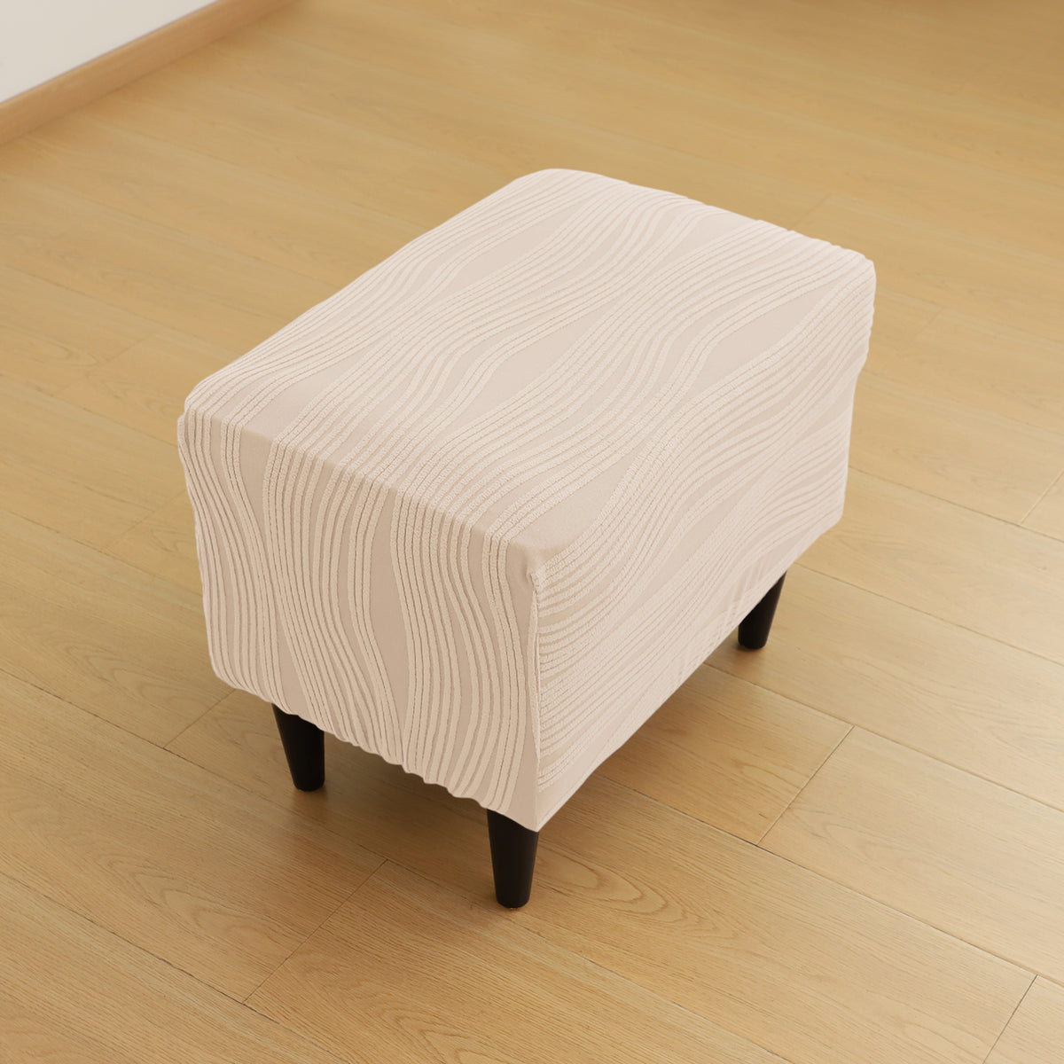 Nestiva Series Knitting Jacquard Stretchable Footstool Cover - Skimmed Cream