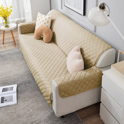 Beige quilted sofe ke cover for 4 seater