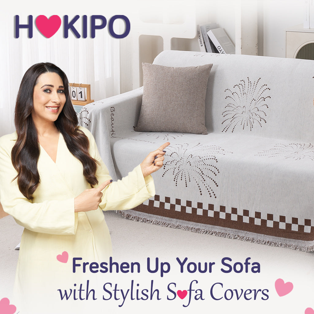 Premium 320 GSM Chenille Sofa Cover Throw All Season 'Serene Abode Series', Brown Dot Burst