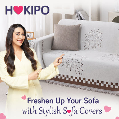 Premium 320 GSM Chenille Sofa Cover Throw All Season 'Serene Abode Series', Brown Dot Burst