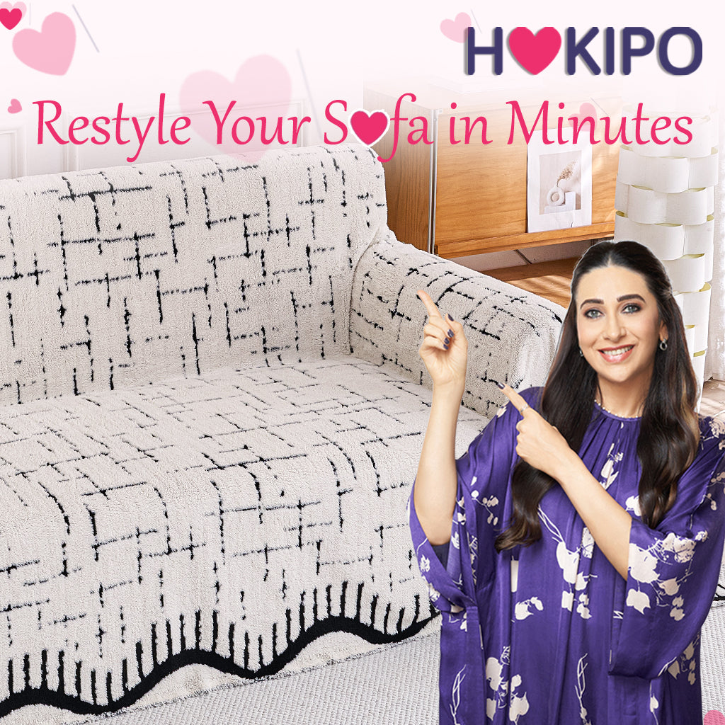 Buy Off-White Colour Supple Soft Wavy Plush Sofa Cover – 2 Seater Sofas | HOKIPO