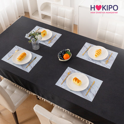 Marble Fusion PVC Mats for Dining Table, Glacier Vein - Frost Grey