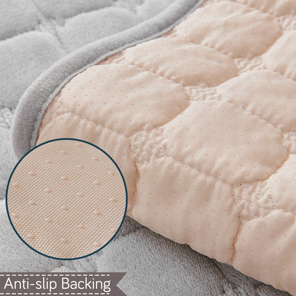BelleLace Series Imperial Milk Velvet L Shape Sofa Cover Mat with Lace Design - Cloud Grey