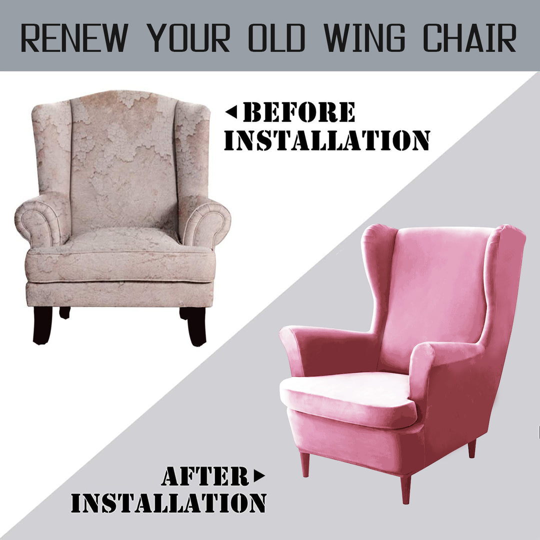 Premium Original Velvet Wing Chair Cover, Pink