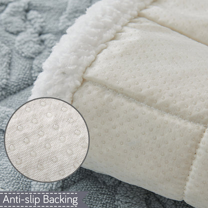 'Italian Caelora' Luxury Jacquard Plush Sofa Cover Mat and Anti-Slip Armrest Covers - Powder Blue