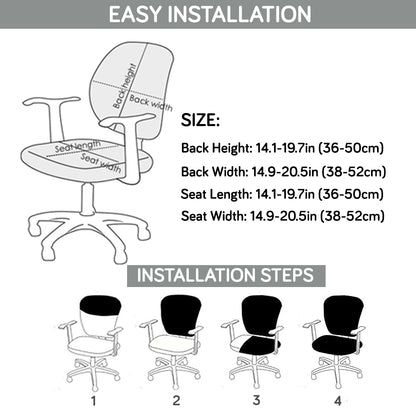 Printed Office Chair Cover for Task Chair – 140 GSM Stretchable Fabric – Washable & Anti-Slip – Fits Small Office Chairs Without Headrest, Intense Grey Abstract Floral