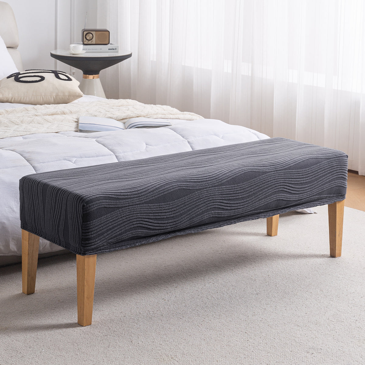 Nestiva Series 200gsm Knitting Jacquard Bench Cover - Porpoise Grey