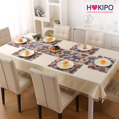 Color Splash PVC Mats for Dining Table, Retro Circles - Tan Brown