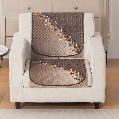 LoomVerse Quilted Sofa Cover Set Washable Sofa Panel for Seat & Back - Autumn Drape