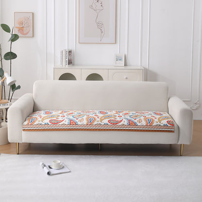 LiefNest Holland Velvet Sofa Cover Mat with Foam Filling - Paisley Multicolor