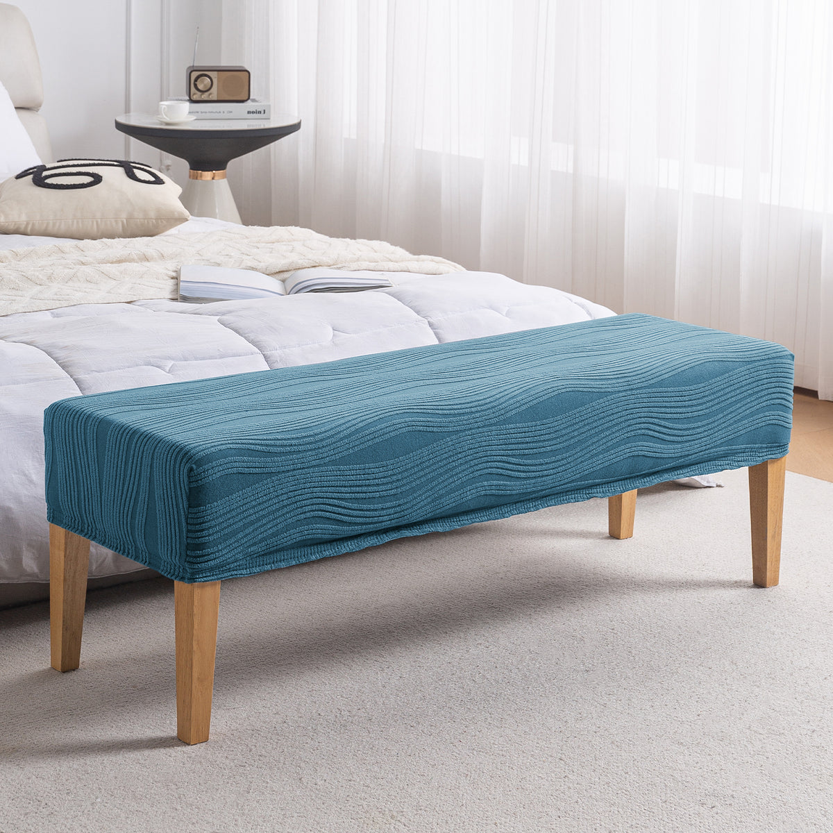 Nestiva Series 200gsm Knitting Jacquard Bench Cover - Sea Blue
