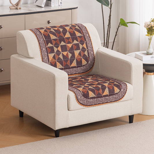HeavenHue Fleece Soft Touch Quilted Sofa Cover Set Washable Sofa Panel for Seat & Back - Rustic Mosaic