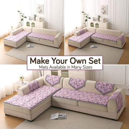 Florentina Series Premium Holland Velvet Sofa Cover Mat - Peony Lavender