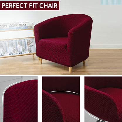 HOKIPO Premium Jacquard Stretchable Tub Chair Cover Slipcover, Burgundy