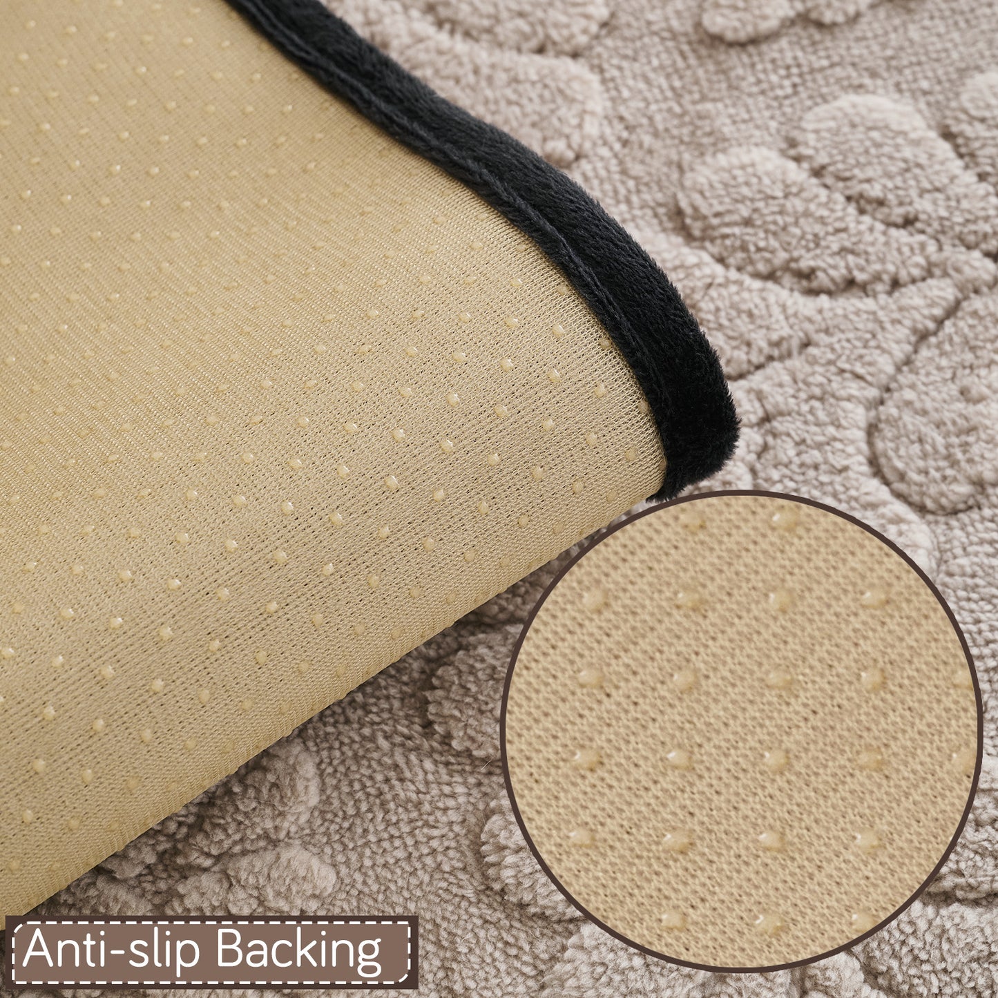 Embossed Floral Jacquard Anti-Slip Sofa Cover Mat, 'Wavy Petal Crest Series' Soft Brown