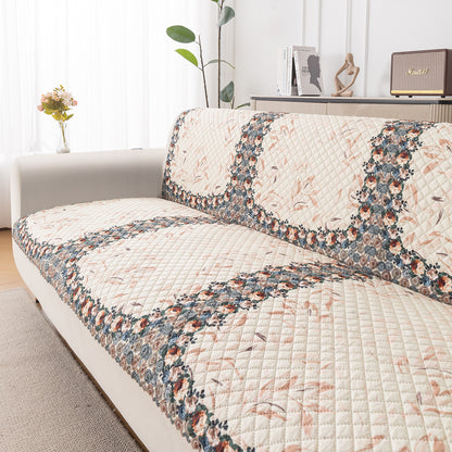 LoomVerse Quilted Sofa Cover Set Washable Sofa Panel for Seat & Back - Petal Harmony