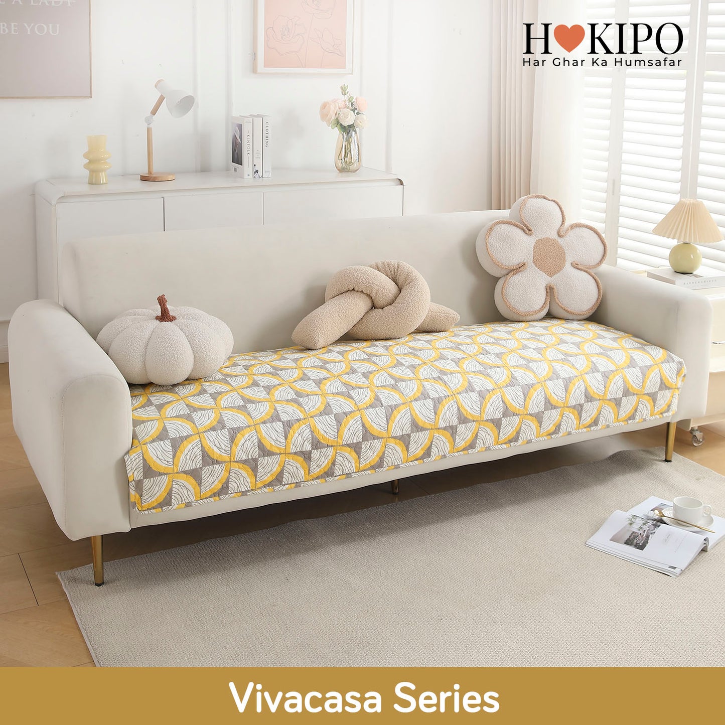 Polyester Printed Quilted Sofa Cover Mats, Windmill Cyber Yellow