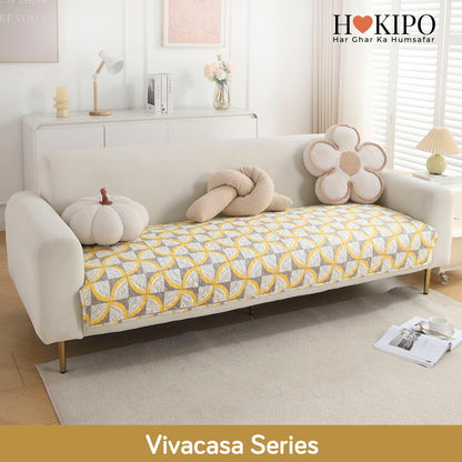 Polyester Printed Quilted Sofa Cover Mats, Windmill Cyber Yellow