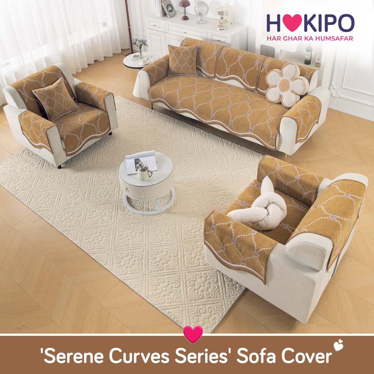 Serene Curves Sofa Cover Mat, Love Trails