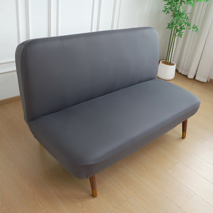 SereneSolids Stretchable Elastic Armless Sofa Cover – 140 GSM, Futon Slipcover, Easy Fit, Grey