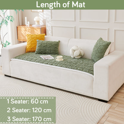 'Italian Caelora' Luxury Jacquard Plush Sofa Cover Mat and Anti-Slip Armrest Covers - Sage Green