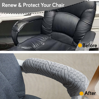 170gsm Jacquard Office Chair Arm Rest Cover (Zipper Style), 1 Pair, Light Grey