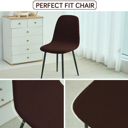HOKIPO Premium Jacquard Fully Covered Cover for Mid Century Modern Dining Chair, Chocolate Brown