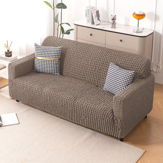 Aria Nova Elastic 280 GSM Stretchable Bubble Sofa Cover , Mocha Brown