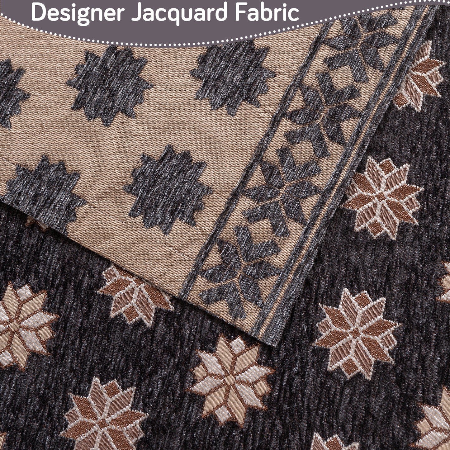 Heritage Weave Premium Jacquard Sofa Cover Set with Tassels - Graphite Grey